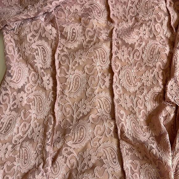 Umgee Pink Mauve Lace Overlay Mini Dress Stretchy Fit & Flare Size M Feminine - Picture 10 of 16